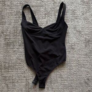 Free People Black Scoop Neck Bodysuit